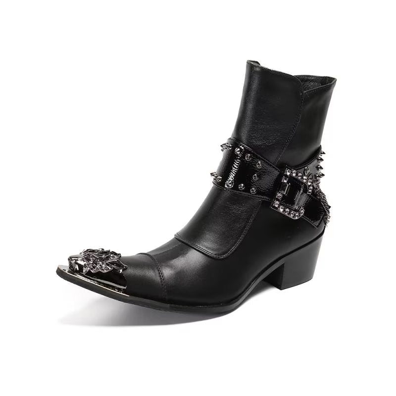 Ανδρικές Μπότες Exotic Texture Flashy Ankle Boots - Μαύρο