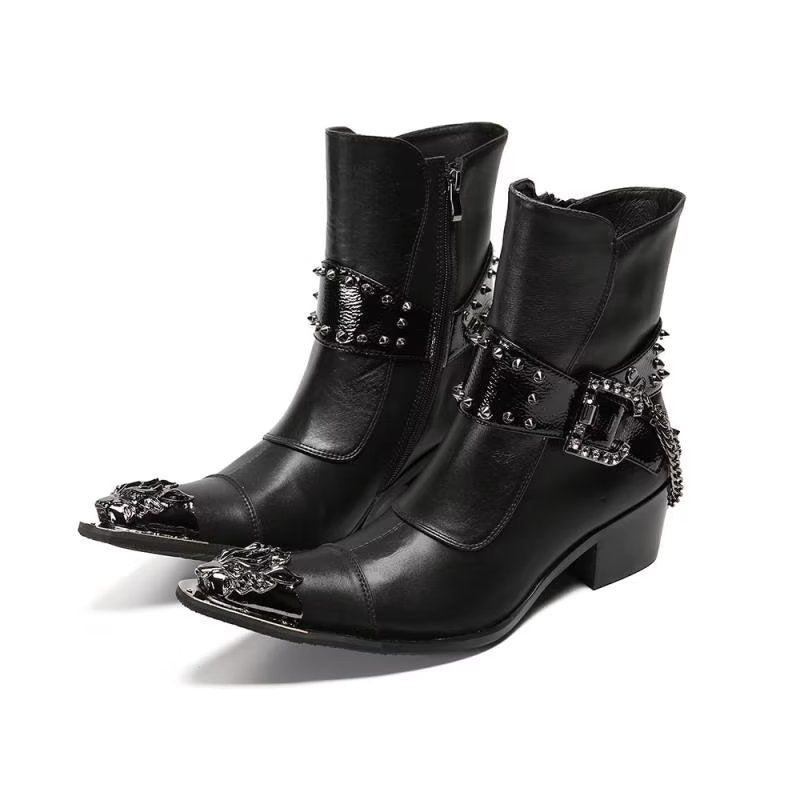 Ανδρικές Μπότες Exotic Texture Flashy Ankle Boots - Μαύρο