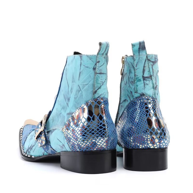 Ανδρικές Μπότες Exotic Texture High Dress Boots - Μπλε 