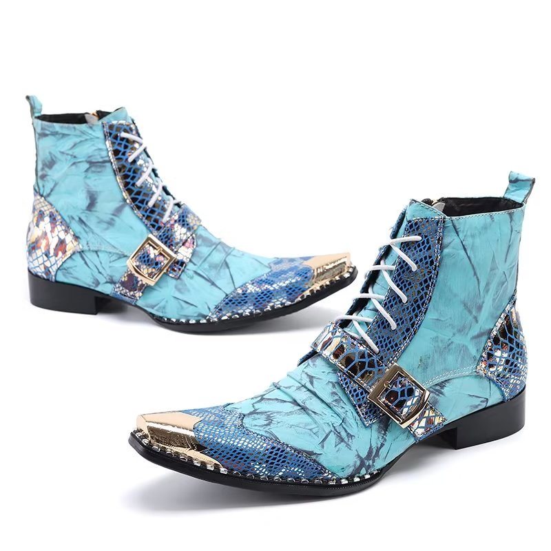 Ανδρικές Μπότες Exotic Texture High Dress Boots - Μπλε 