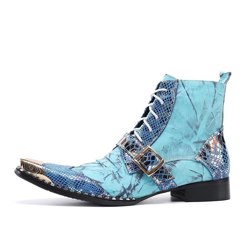 Ανδρικές Μπότες Exotic Texture High Dress Boots - Μπλε 