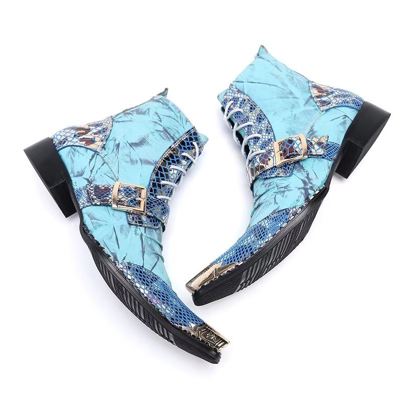 Ανδρικές Μπότες Exotic Texture High Dress Boots - Μπλε 