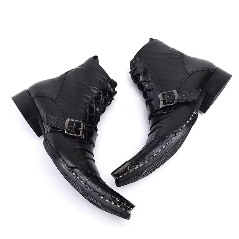 Ανδρικές Μπότες Exotic Texture High Dress Boots - Μαύρο