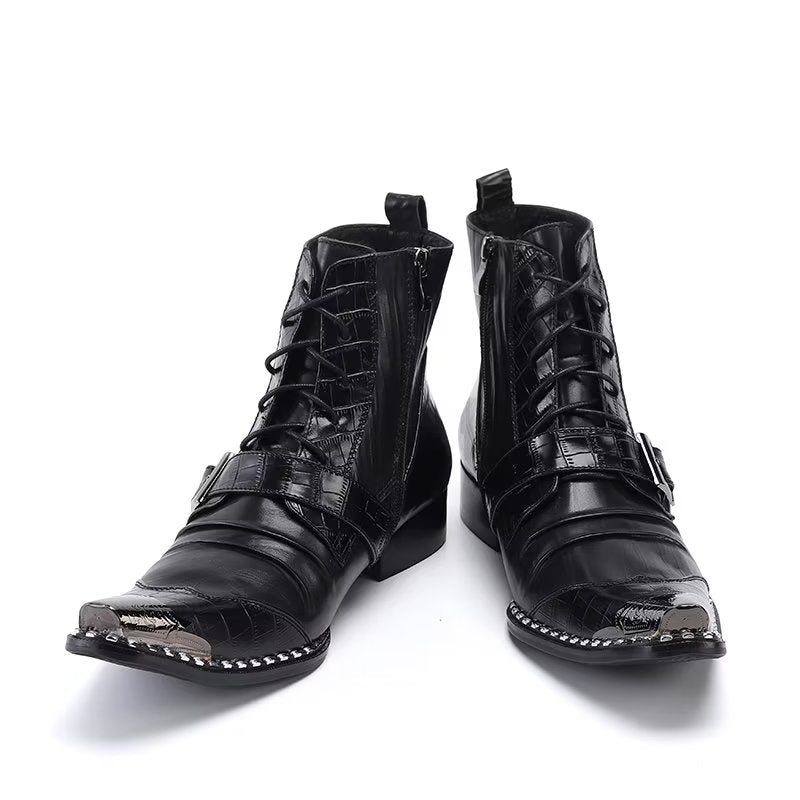 Ανδρικές Μπότες Exotic Texture High Dress Boots - Μαύρο