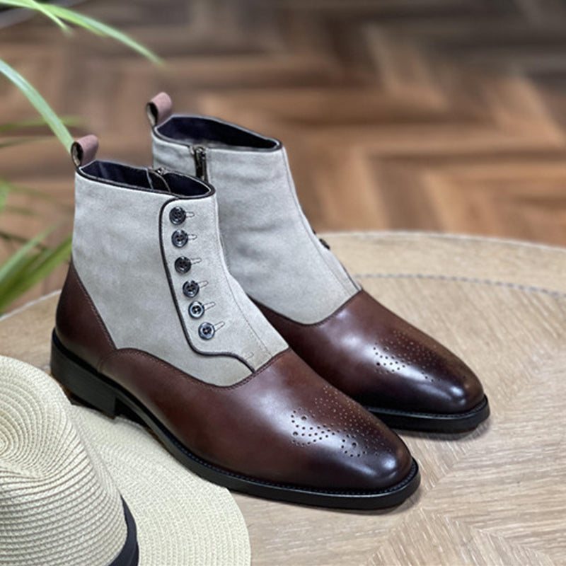 Ανδρικές Μπότες Regal Alligator Texture Wingtip Ankle Boots - Βερίκοκο