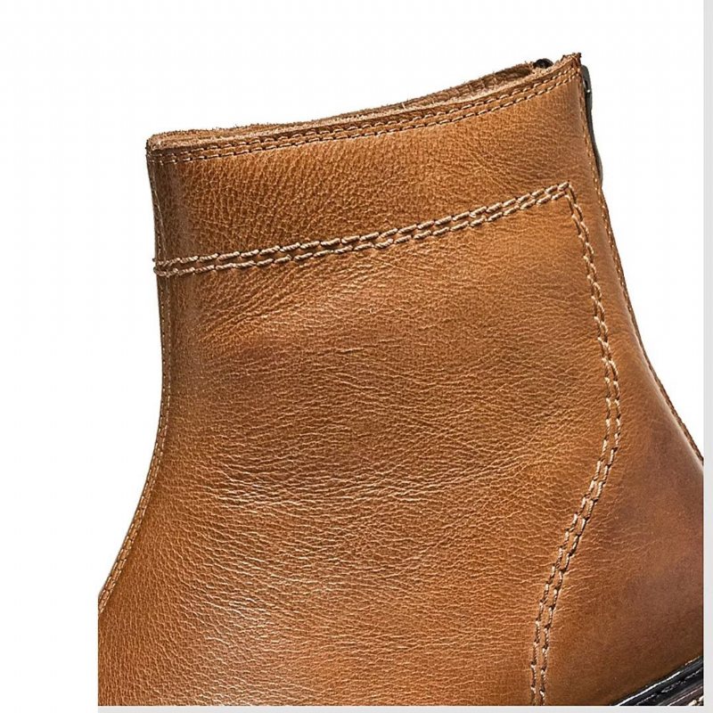 Ανδρικές Μπότες Sheepskin Chic Vintage Κοντό Φερμουάρ Classic Martin Boots - Καφέ