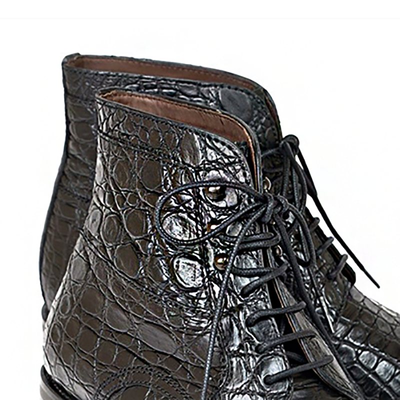 Ανδρικές Μπότες Απαλό British Alligator Lace-up Ankle Boots - Μαύρο 