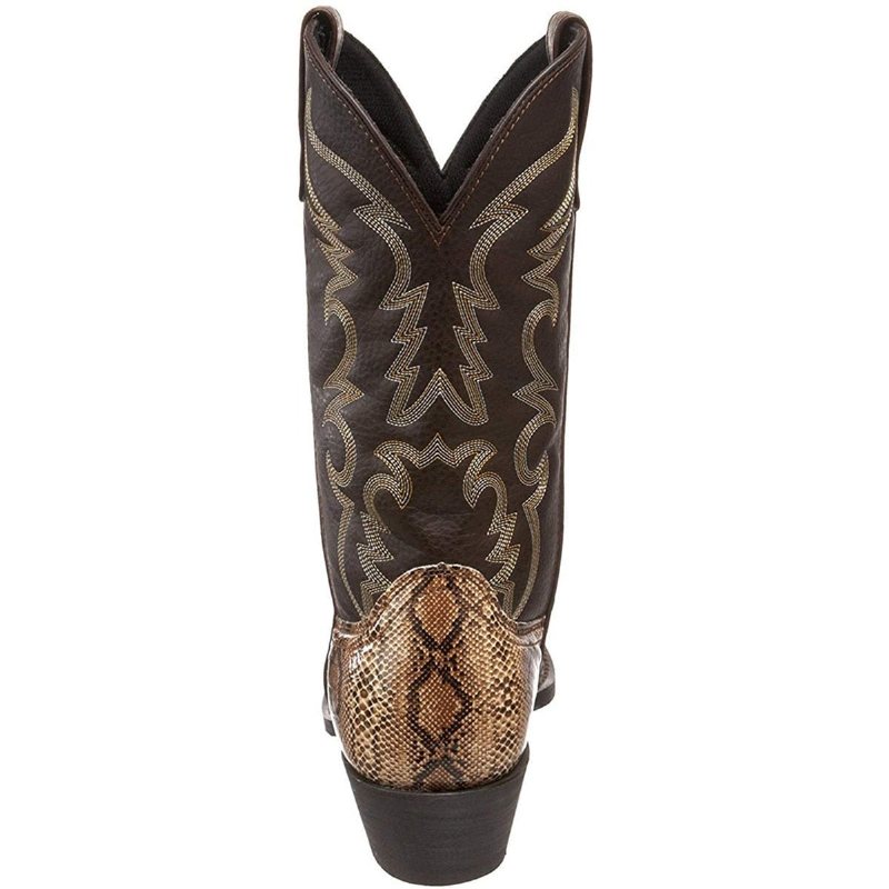 Ανδρικές Μπότες Κεντημένες Εξωτικές Western Mid-calf Cowboy Boots - Καφές