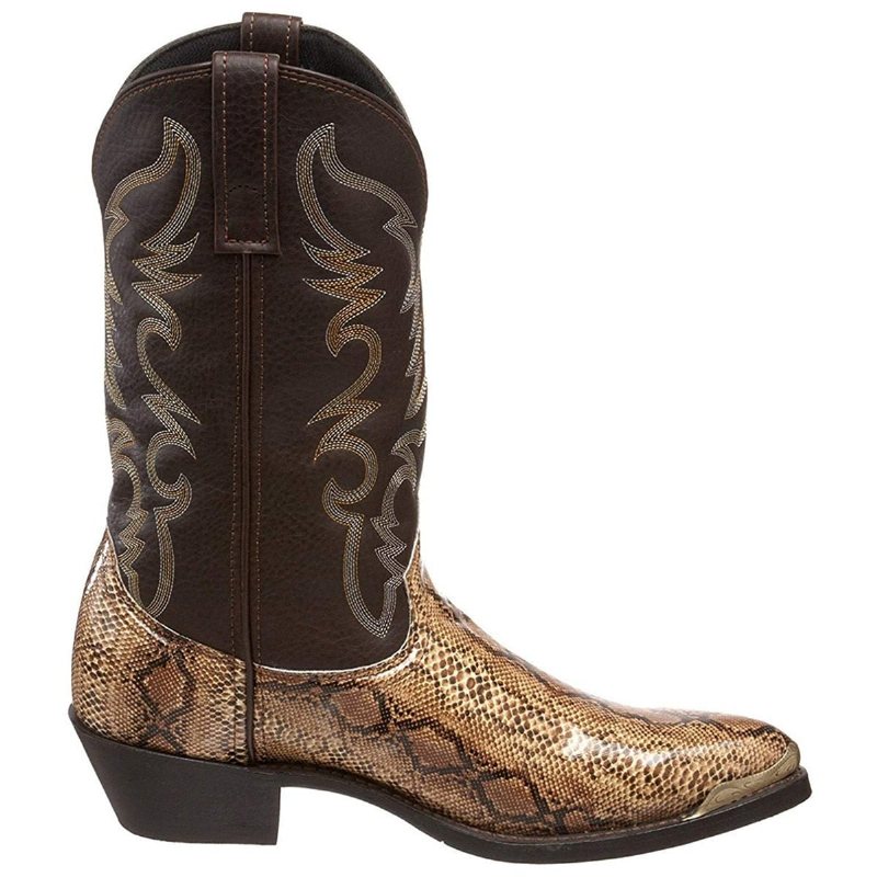 Ανδρικές Μπότες Κεντημένες Εξωτικές Western Mid-calf Cowboy Boots - Καφές