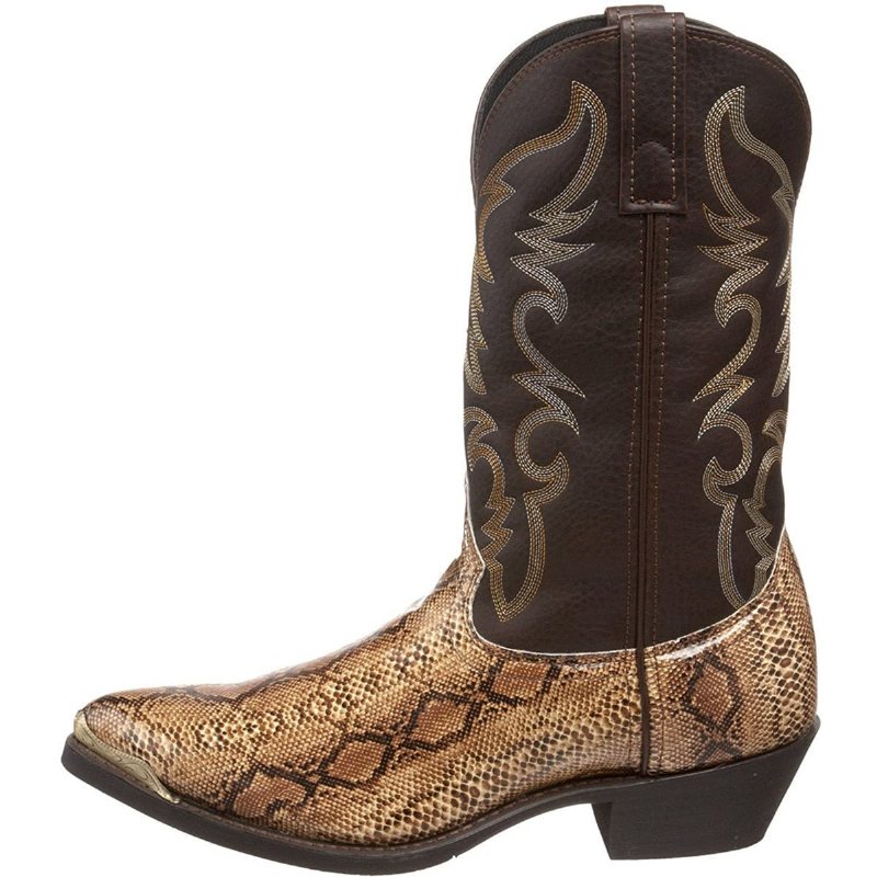 Ανδρικές Μπότες Κεντημένες Εξωτικές Western Mid-calf Cowboy Boots - Καφές