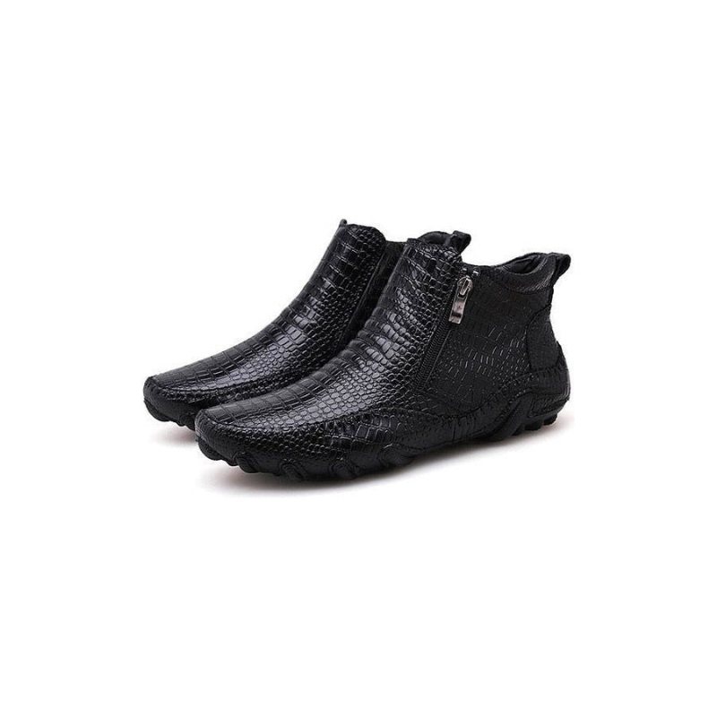 Ανδρικές Μπότες Πολυτέλεια British Alligator Leather Slip-on Ankle Boots - Μαύρο