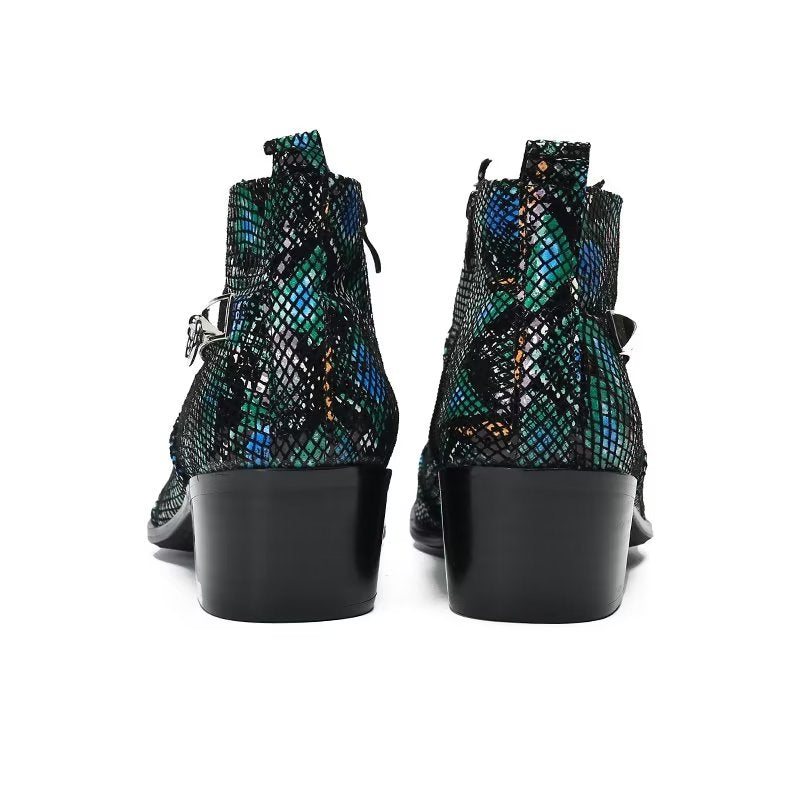 Ανδρικές Μπότες Πολυτέλεια Exotic Leather Statement Dress Boots - Πράσινο