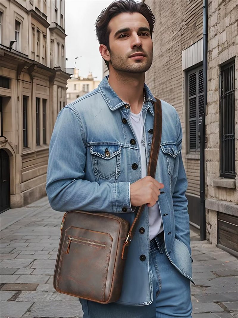 Ανδρικές Τσάντες Ώμου Distinguished Dapper Leather Tote - Καφές