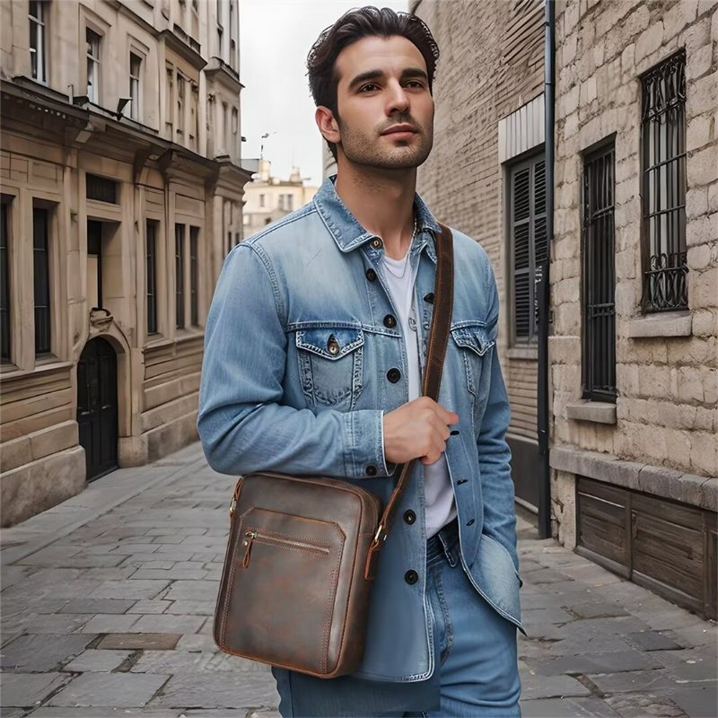 Ανδρικές Τσάντες Ώμου Distinguished Dapper Leather Tote - Καφές