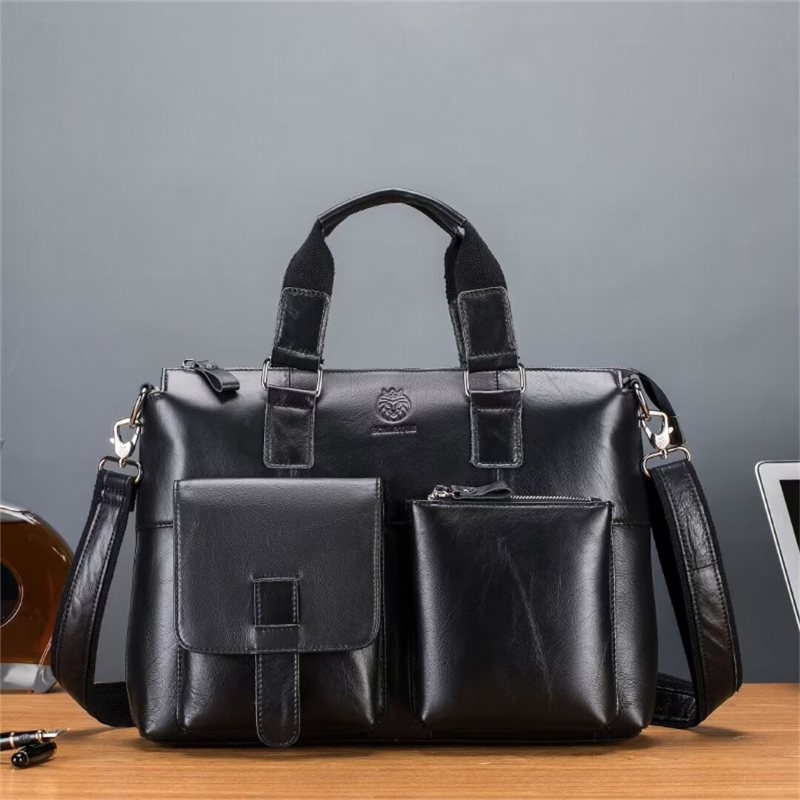 Ανδρικές Τσάντες Ώμου Distinguished Square Leather Holdall - Μαύρο