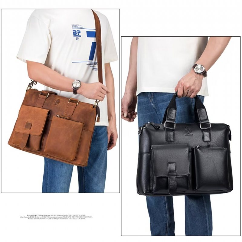 Ανδρικές Τσάντες Ώμου Distinguished Square Leather Holdall - Μαύρο