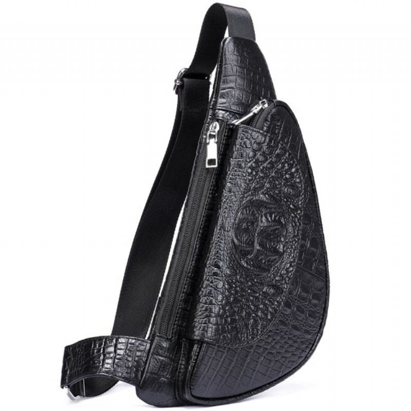 Ανδρικές Τσάντες Ώμου Exotic Saddle Leather Designer Τσάντα Αγγελιοφόρων - Μαύρο