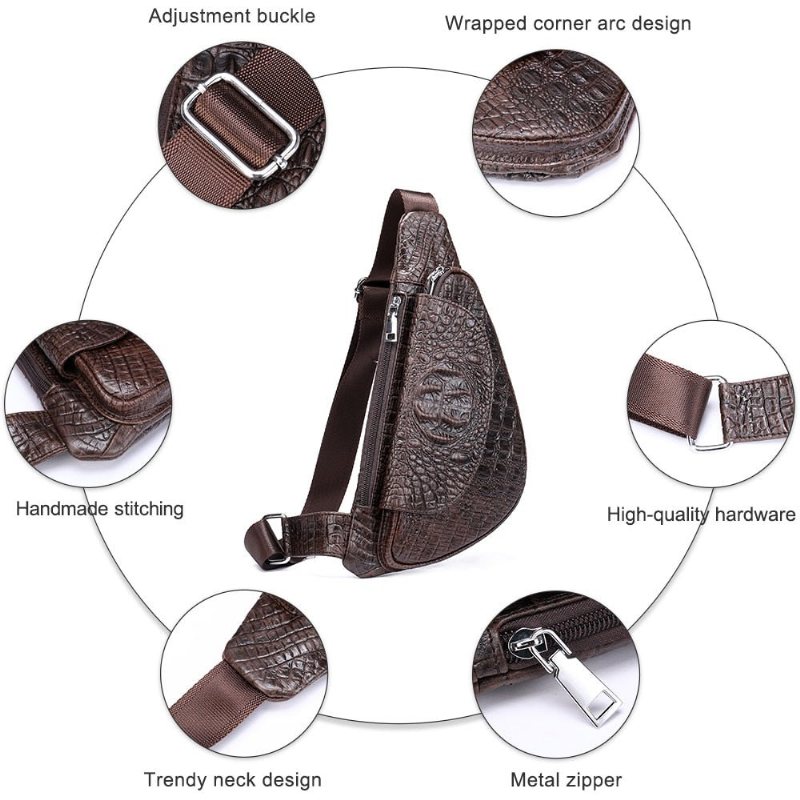 Ανδρικές Τσάντες Ώμου Exotic Saddle Leather Designer Τσάντα Αγγελιοφόρων - Καφέ