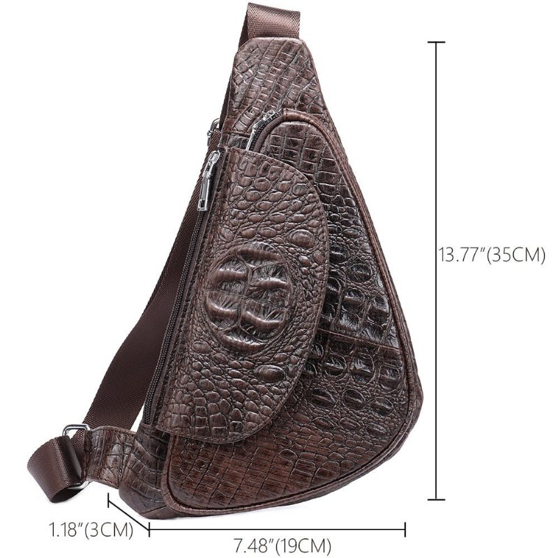 Ανδρικές Τσάντες Ώμου Exotic Saddle Leather Designer Τσάντα Αγγελιοφόρων - Καφέ