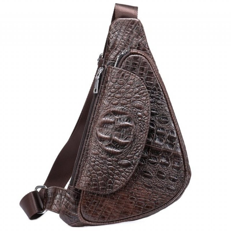 Ανδρικές Τσάντες Ώμου Exotic Saddle Leather Designer Τσάντα Αγγελιοφόρων - Καφέ