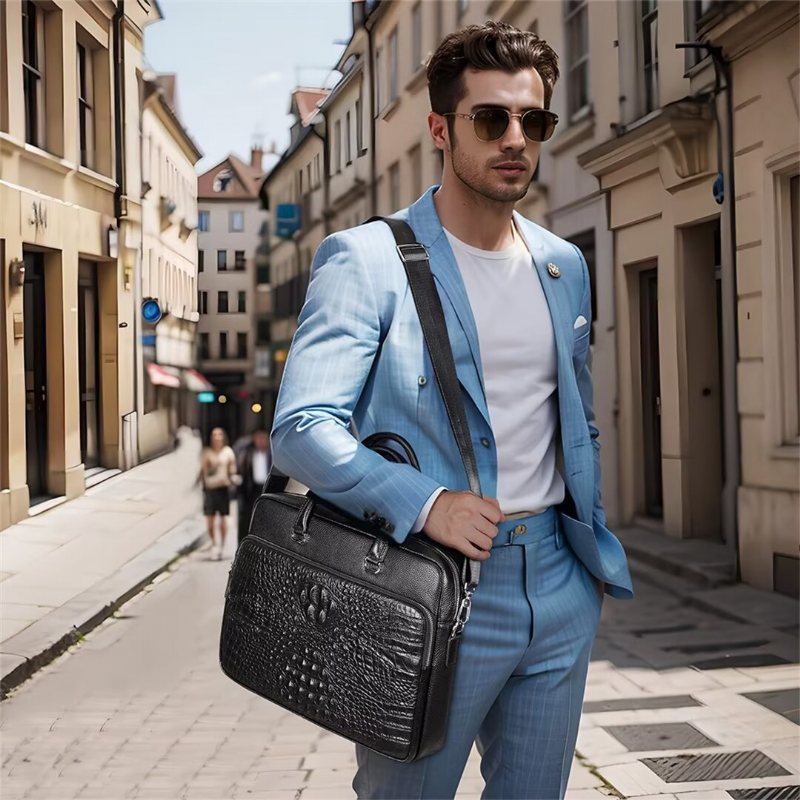 Ανδρικές Τσάντες Ώμου Pinnacle Prestige Alligator Tote - Μαύρος