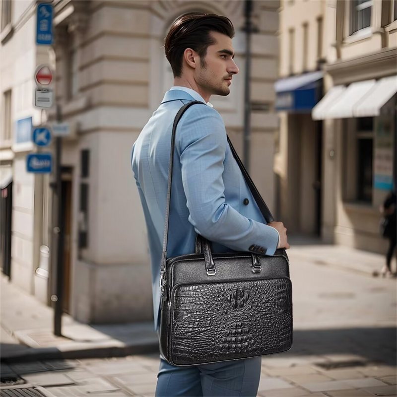 Ανδρικές Τσάντες Ώμου Pinnacle Prestige Alligator Tote - Μαύρος