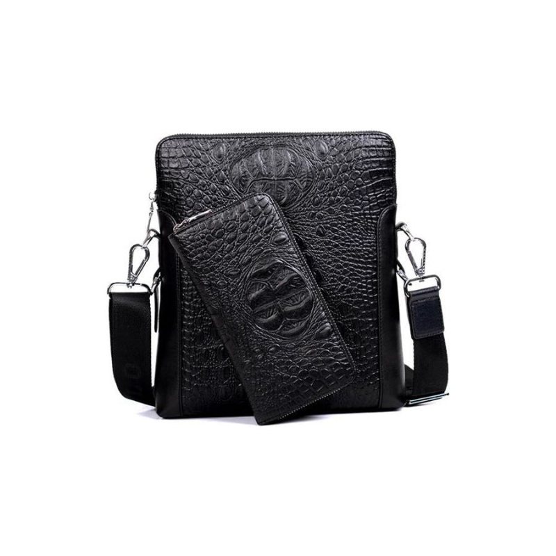 Ανδρικές Τσάντες Ώμου Πολυτέλεια Crocstyle Business Shoulder Bag - Μαύρος