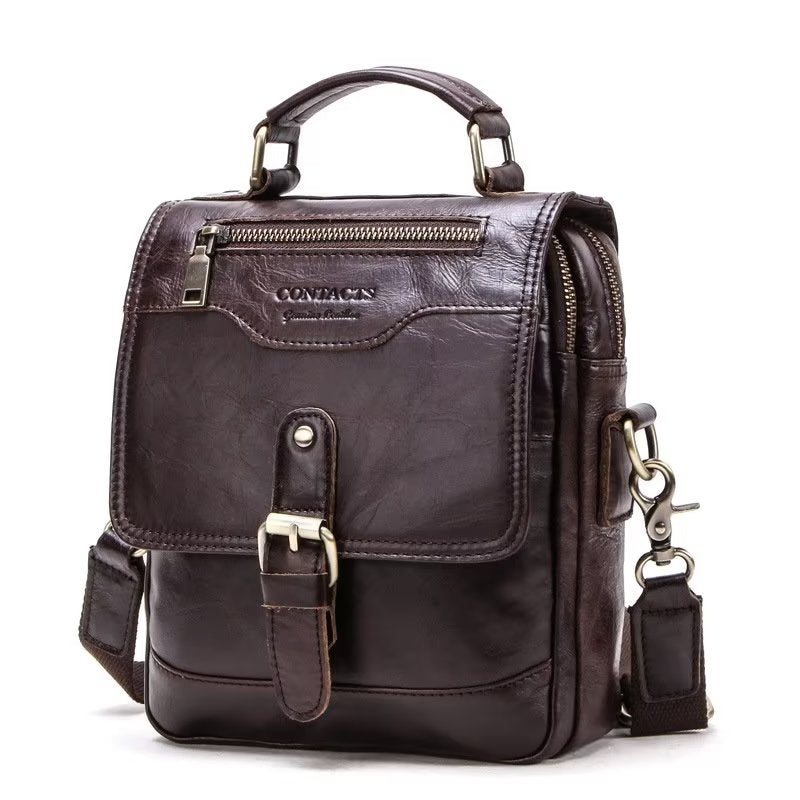 Ανδρικές Τσάντες Ώμου Πολυτέλεια Crossbody Τσάντα Messenger Crazy Horse Rugged Collection - Καφές