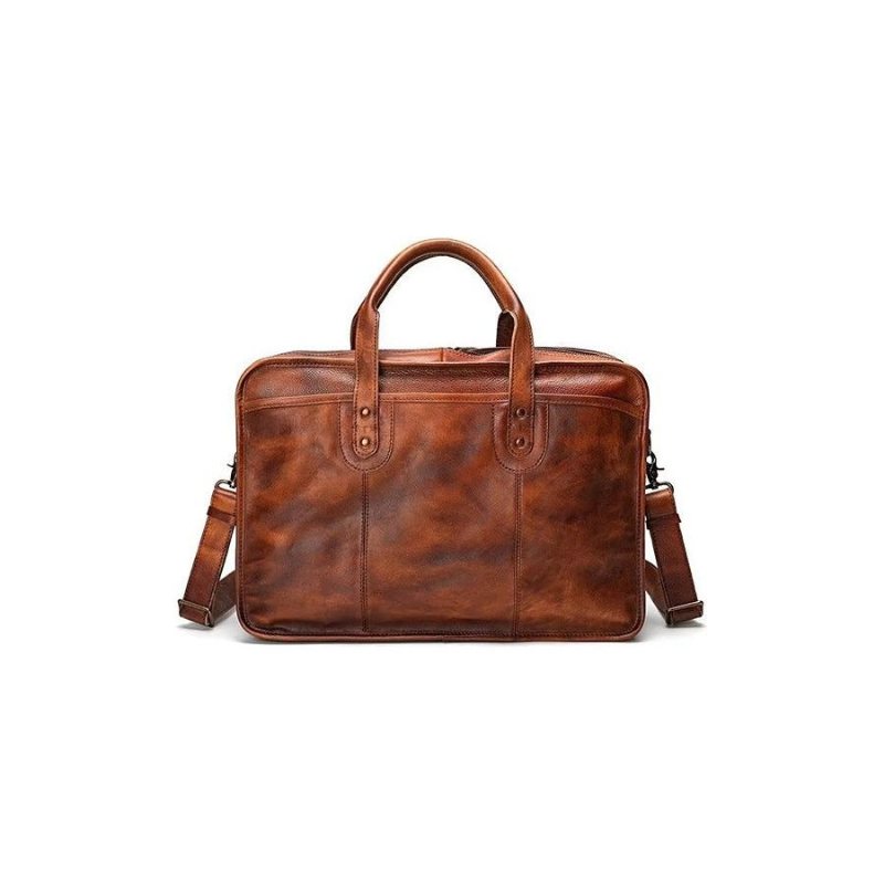 Ανδρικοί Χαρτοφύλακες Cowhide Travel Tote Elegant Πολυτέλεια Handbag - Καφέ