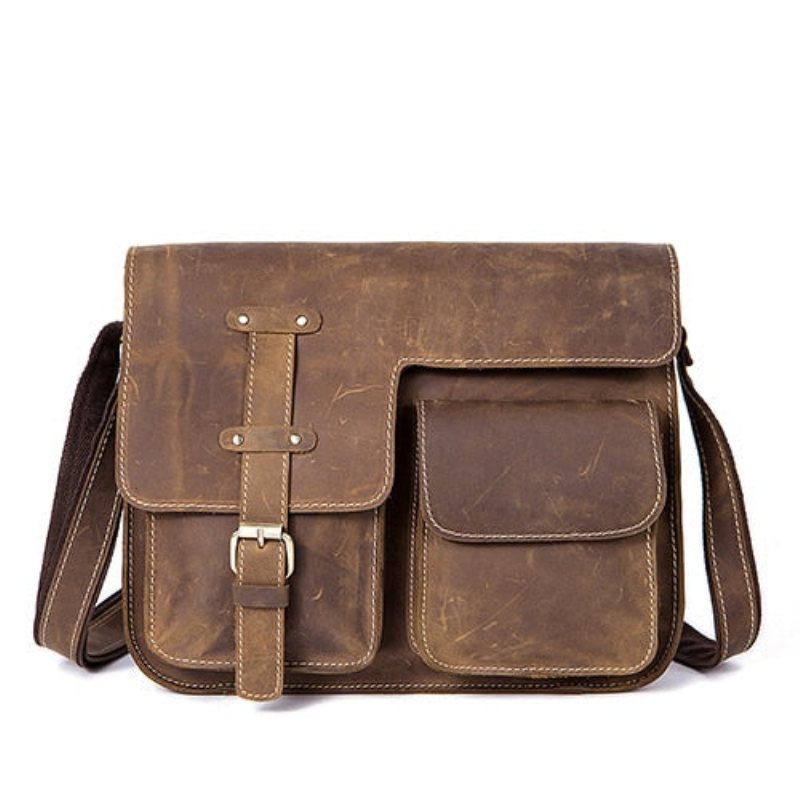 Ανδρικοί Χαρτοφύλακες Πολυτέλεια Exotic Leather Vintage Flap Crossbody Χαρτοφύλακας - Καφές