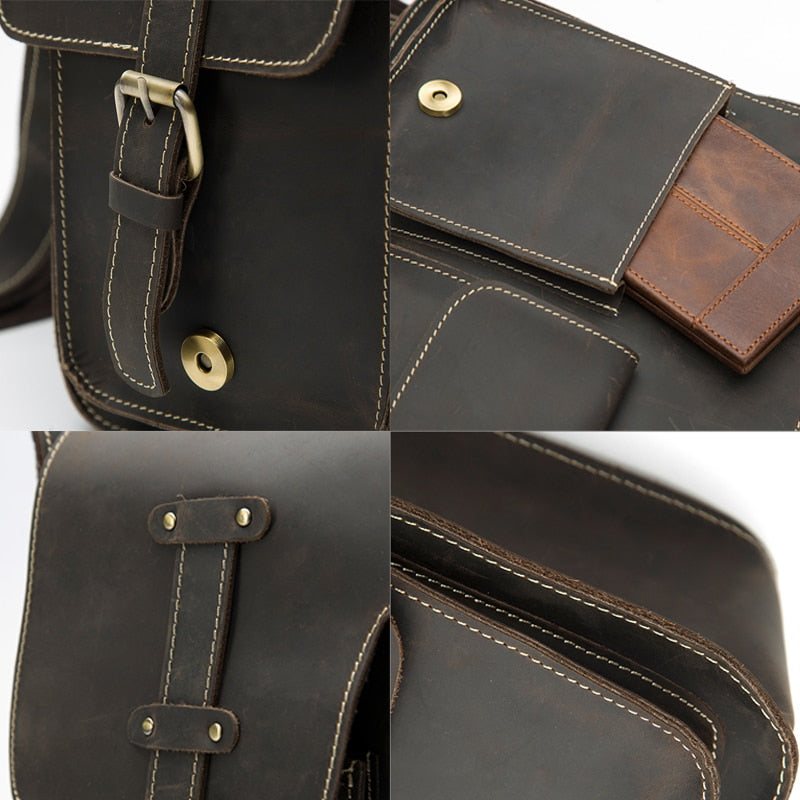 Ανδρικοί Χαρτοφύλακες Πολυτέλεια Exotic Leather Vintage Flap Crossbody Χαρτοφύλακας - Σκούρος Καφές