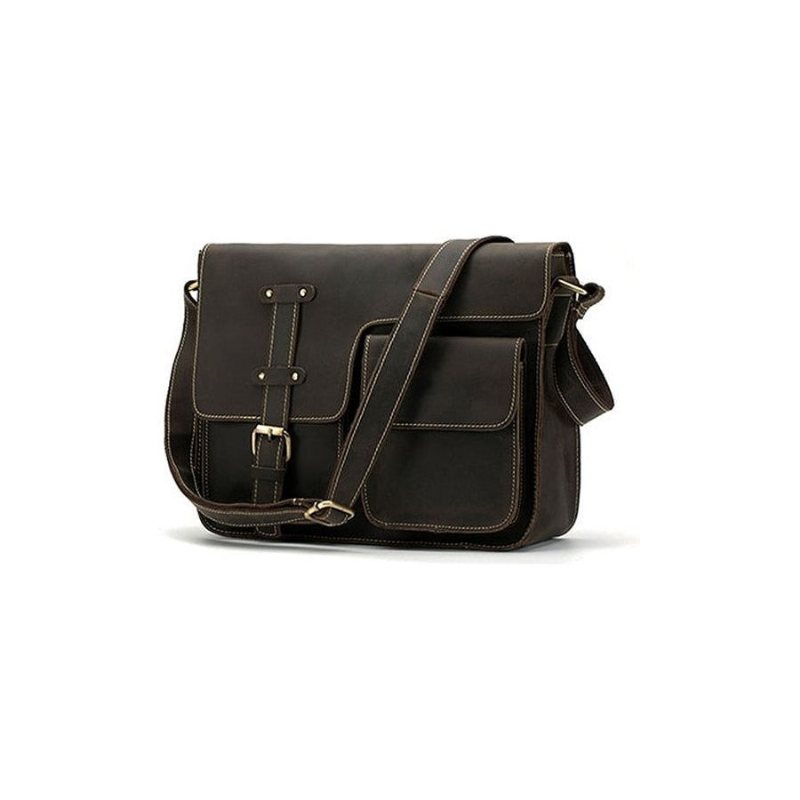 Ανδρικοί Χαρτοφύλακες Πολυτέλεια Exotic Leather Vintage Flap Crossbody Χαρτοφύλακας - Σκούρος Καφές